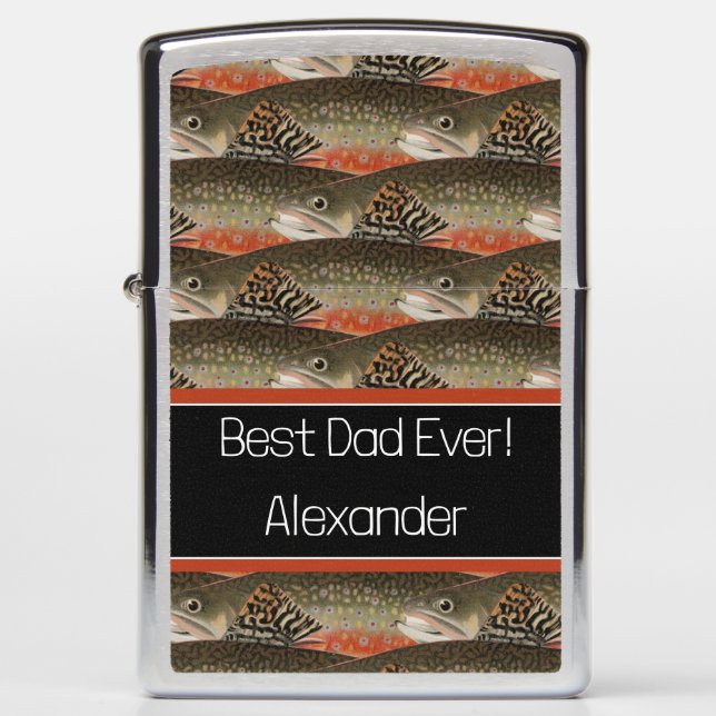 Best Dad Ever Black Rust Fisherman fly fishing  Zippo Lighter (Front)
