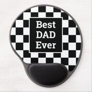 Best Dad Ever Black White Checkered Gel Mouse Pad