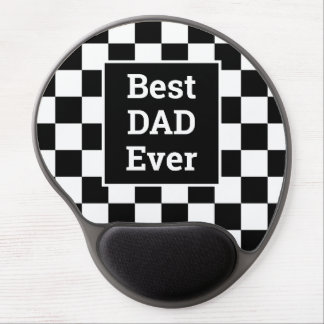 Best Dad Ever Black White Checkered Gel Mouse Pad