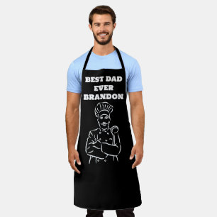 Best Dad Ever Black White Modern Foodie Chef  Apron