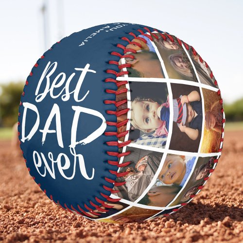Best Dad Ever Blue 6 Photo Collage Baseball