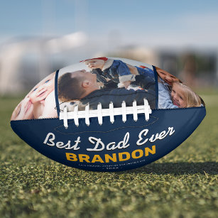 Best Dad Ever Blue Custom Photo Football