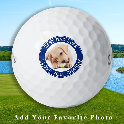 Best Dad Ever Blue Dog Photo Golf Balls