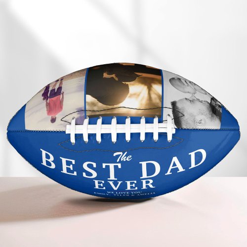 Best Dad Ever Blue Fathers Day 3 Photo Collage Football