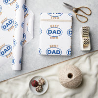 Best Dad Ever Blue Gold Fathers Day Wrapping Paper