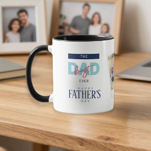 Best Dad Ever Blue Happy Father's Day Custom Photo Mug