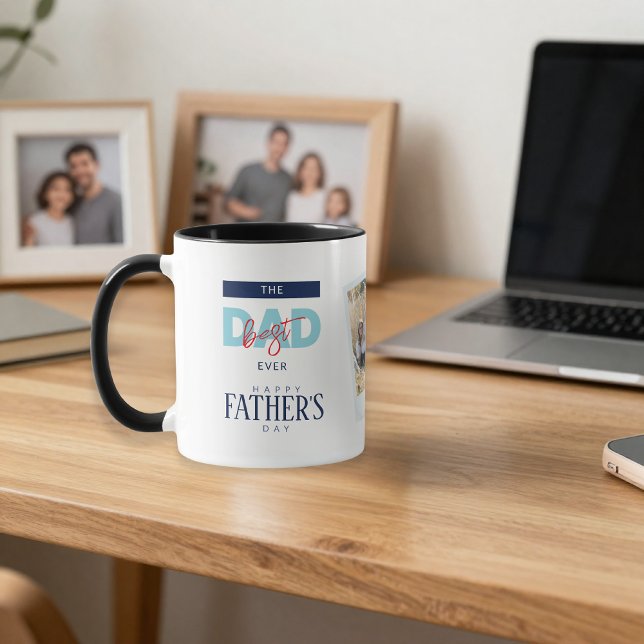 Best Dad Ever Blue Happy Father's Day Custom Photo Mug (Creator Uploaded)