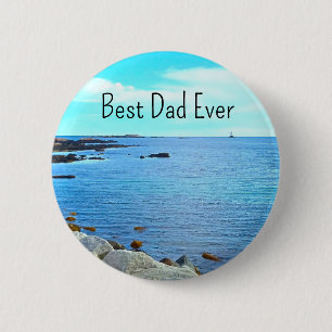  Best Dad Ever Blue Ocean Photo Azure Sky Button