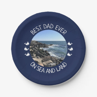 Best Dad Ever Blue Ocean Photo Paper Plates