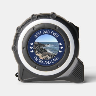 Best Dad Ever Blue Ocean Photo Tape Measure