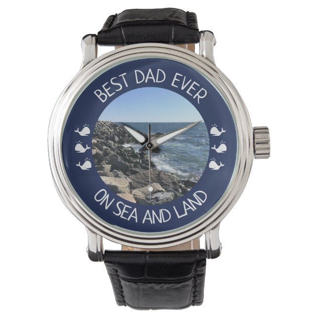 Best Dad Ever Blue Ocean Photo Watch (Front)