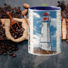 Best Dad Ever Blue Ocean Waves Lighthouse Mug