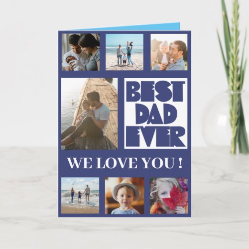 Best Dad Ever Blue Photo Collage Card