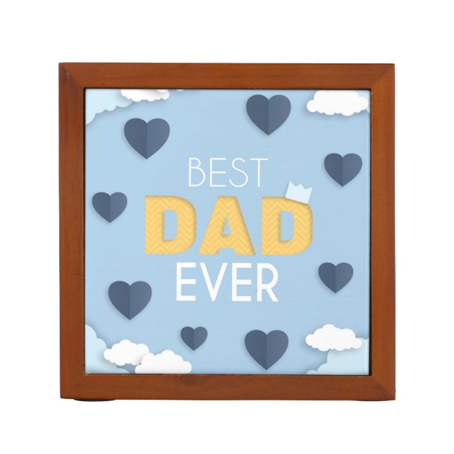 Best Dad Ever, blue sky Father's Day Desk Organizer (Front)