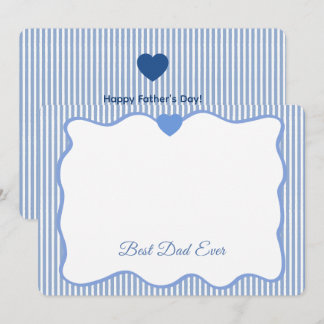 Best Dad Ever Blue Wavy frame Personalized Note Card