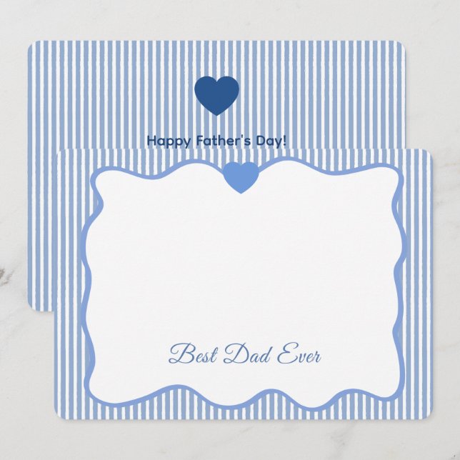 Best Dad Ever Blue Wavy frame Personalized Note Card (Front/Back)