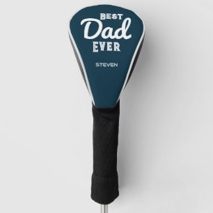 Best Dad Ever Blue White Typography Personalized Golf Head Cover