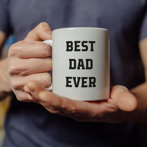 Best Dad Ever  Bold Modern Text and Photo Coffee Mug