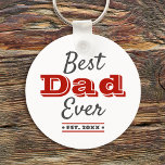 Best Dad Ever Bold Red Typography Modern Graphic Keychain<br><div class="desc">“Best Dad Ever.” Let Dad know what you really think of him. Cool, modern dark gray and red typography overlay a white background. Customize with the year he became a Dad for the perfect, personalized keepsake keychain he’ll use every day. This keychain comes in small and large sizes, as well...</div>