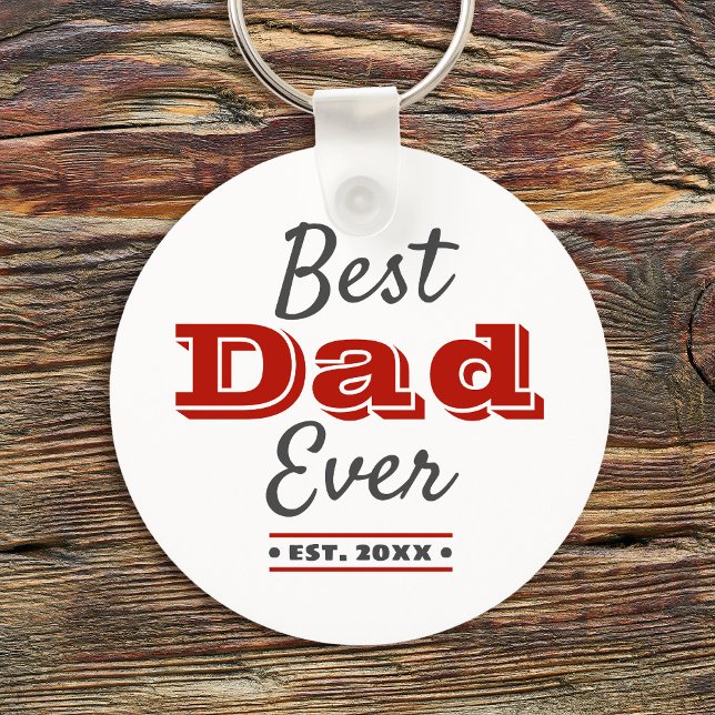 Best Dad Ever Bold Red Typography Modern Graphic Keychain (Creator Uploaded)