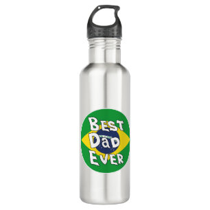 Best Dad Ever Brazil Flag Stainless Steel Water Bottle