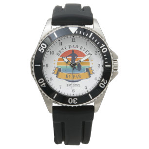 Best Dad Ever By Par Fathers Day Golfing Custom Watch