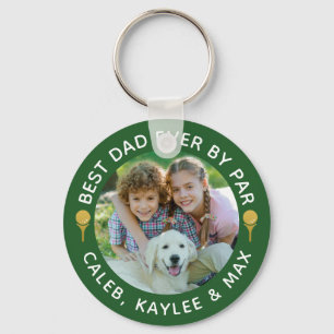BEST DAD EVER BY PAR Photo Golfer Green Keychain