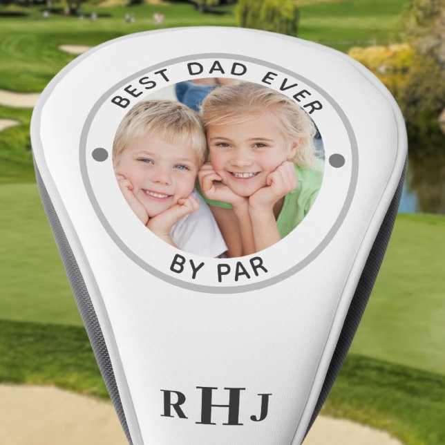 BEST DAD EVER BY PAR Photo Monogram Golf Head Cover (Creator Uploaded)
