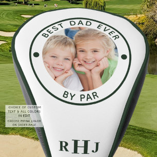 BEST DAD EVER BY PAR Photo Monogram Green Golf Head Cover