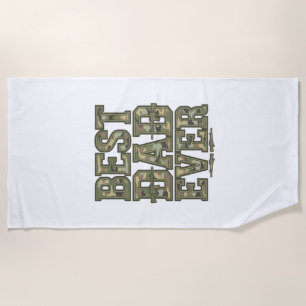 Best Dad Ever Camo Vintage Engraving Design_1 Beach Towel