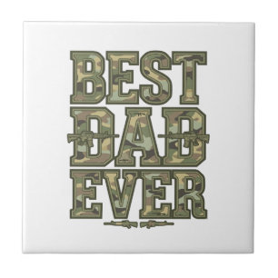 Best Dad Ever Camo Vintage Engraving Design_1 Ceramic Tile