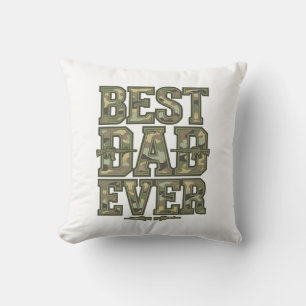 Best Dad Ever Camo Vintage Engraving Design_1 Throw Pillow