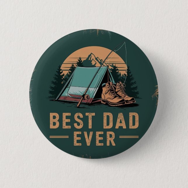 Best Dad Ever Camping Design  Button (Front)