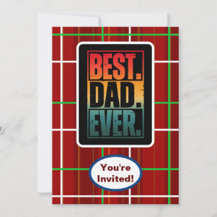 Best Dad Ever Check Plaid Birthday Party Event Invitation