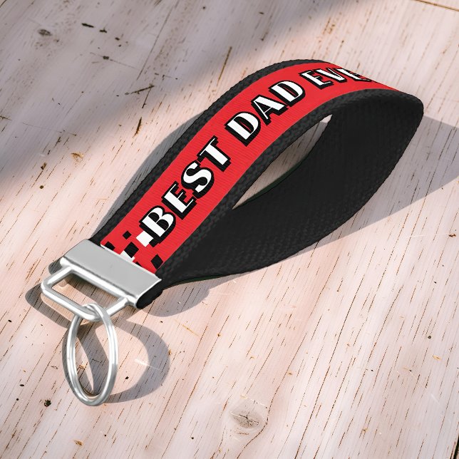 Best Dad Ever Checkered Racing Bold Typography  Wrist Keychain (Creator Uploaded)