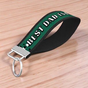 Best Dad Ever Checkered Racing Bold Typography  Wrist Keychain