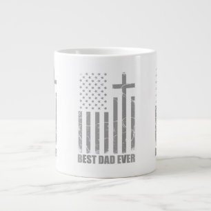 Best Dad Ever Christian Patriotic Dad USA Flag Fat Giant Coffee Mug
