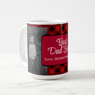 Best Dad ever Christmas classic red Plaid Holly Coffee Mug