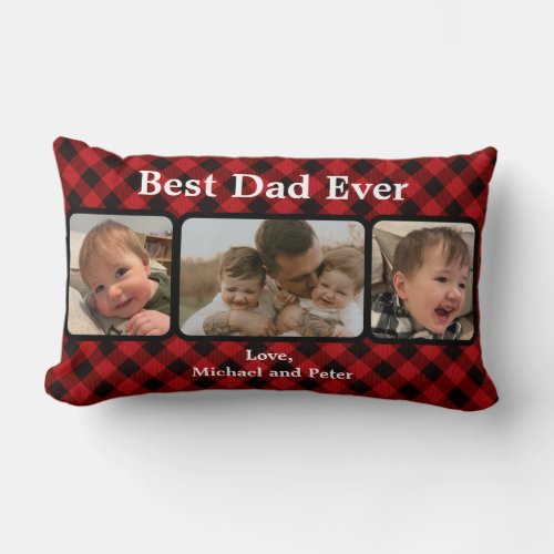 Best Dad ever classic red black buffalo Plaid  Lumbar Pillow