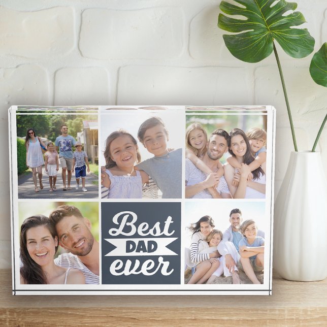 Best Dad Ever Collage Gift Photo Block (Creator Uploaded)