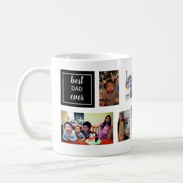 best dad ever Collage Personalized black White Coffee Mug (Left)