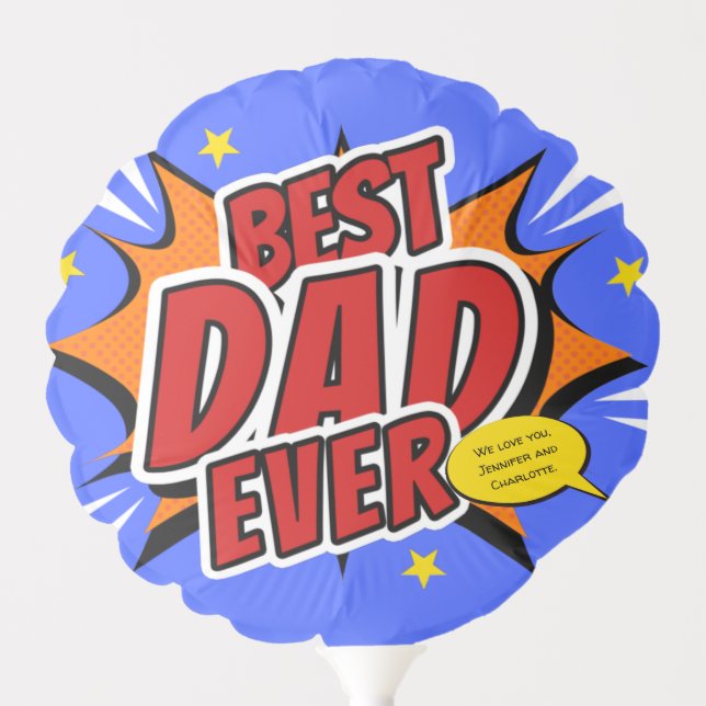 Best Dad Ever Comic Superhero Fathers Day Balloon (Front)