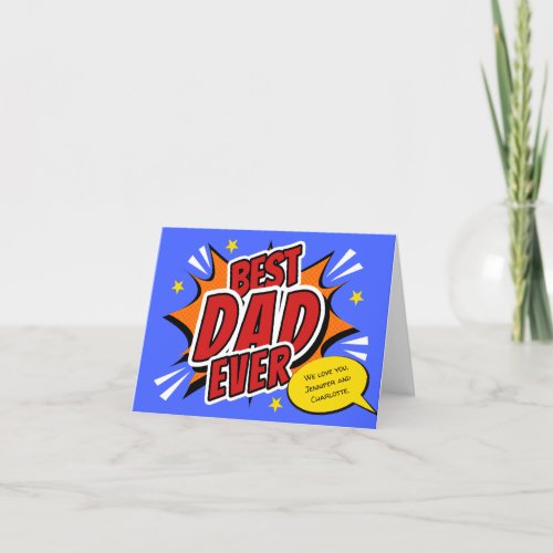 Best Dad Ever Comic Superhero Fathers Day Card