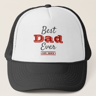 “Best Dad Ever” Cool Modern Graphic Red Typography Trucker Hat