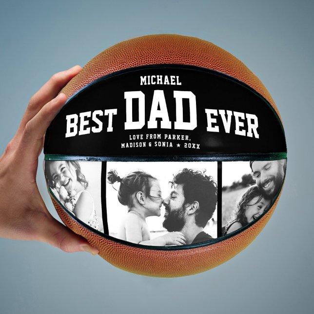 BEST DAD EVER Cool Trendy Unique Photo Collage Basketball (Creator Uploaded)