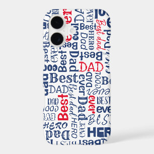 Best Dad Ever Cool Typography Red White and Blue iPhone 17 Case