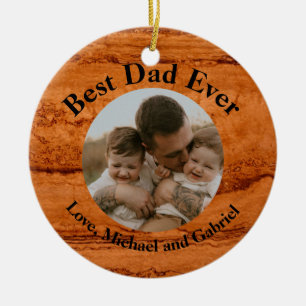 Best Dad ever, Copper Canyon Granite, amber gold Ceramic Ornament