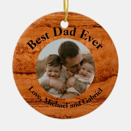 Best Dad ever Copper Canyon Granite amber gold  Ceramic Ornament