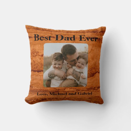 Best Dad ever Copper Canyon Granite amber gold  Throw Pillow