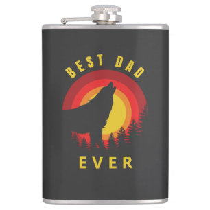 "Best Dad Ever" Coyote Wolf Sunrise Flask